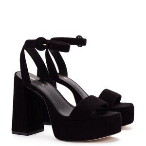 Larroude Dolly Sandal In Black Suede